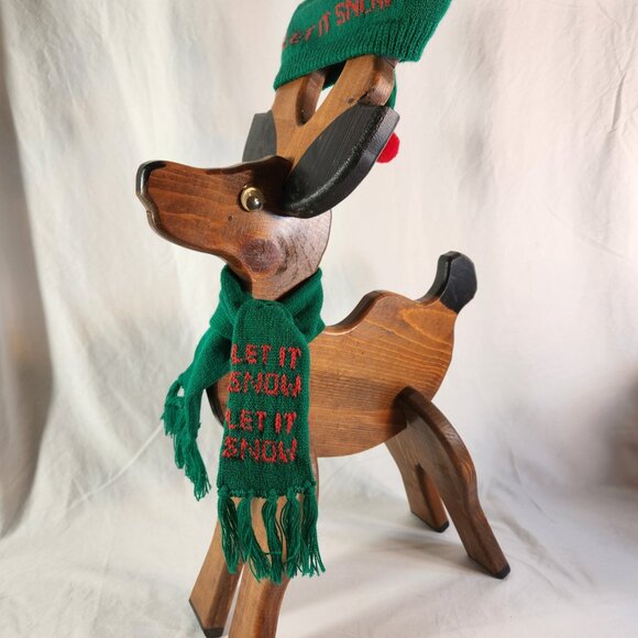 Handmade Christmas Wooden Reindeer "Let It Snow" Swag Easy Assemble Fast Ship - Picture 14 of 14